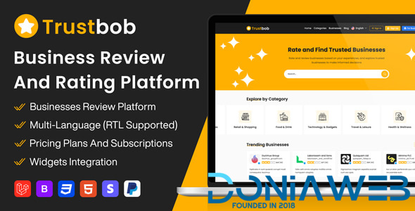Trustbob - Business Review And Rating Platform (SAAS) [Extended License]