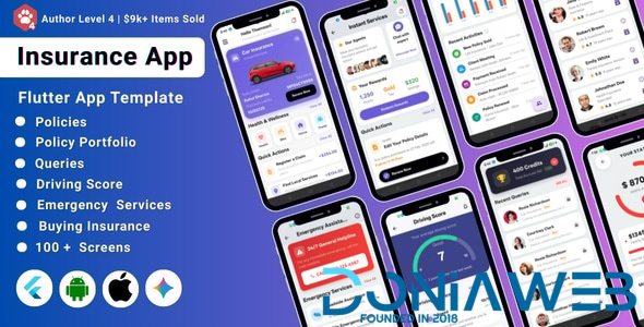 AI-Powered Insurance Agency Flutter App Template | Policy Management | Claims | Insurance App