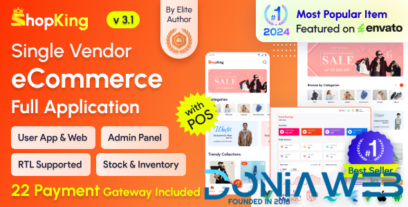 ShopKing - eCommerce App with Laravel Website & Admin Panel with POS | Inventory Management